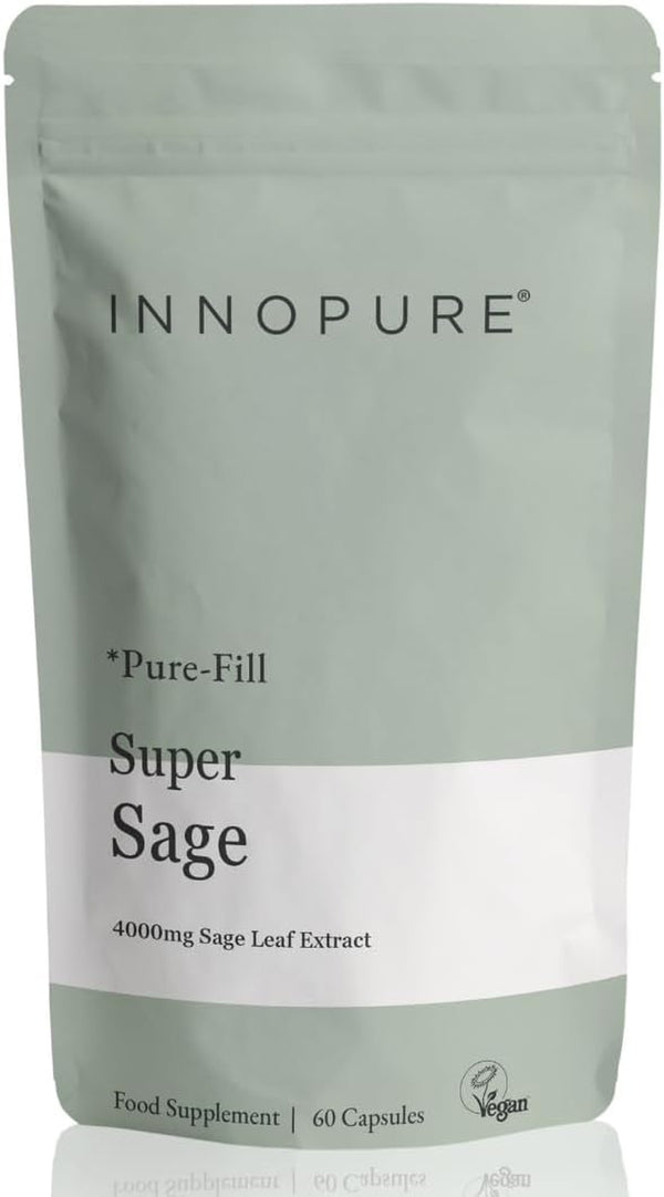Super Sage Leaf Menopause Supplement – 4000Mg Pure-Fill (No Fillers or Binders) Vegan Society Registered, 2 Month Supply, 60 Capsules, UK Made