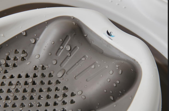 Baby Bath Tub with Bath Stand, 81 X 40 X 24 Cm, Ergonomic Baby Bath with Foldable Bath Stand, Foldable Bathtub with Non-Slip, Folding Bathtub for Newborns ，Grey