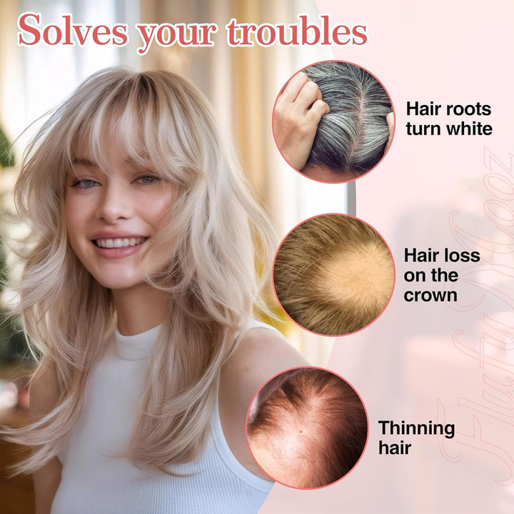 Real Human Hair Toppers for Women, 10 Inch Clip in Bangs 100％ Human Hair Toppers for Thinning Hair, Cover Hair Pieces with 150% Density Silk Base-Silver White