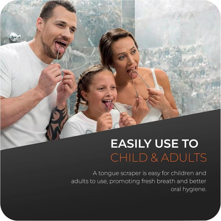 Tongue Scraper, 2 U-Shaped - Tongue Cleaner Stainless Steel, Optimal Oral Hygiene - Fresh Breath & Healthy Mouth Tongue Scrapers for Adults & Kids