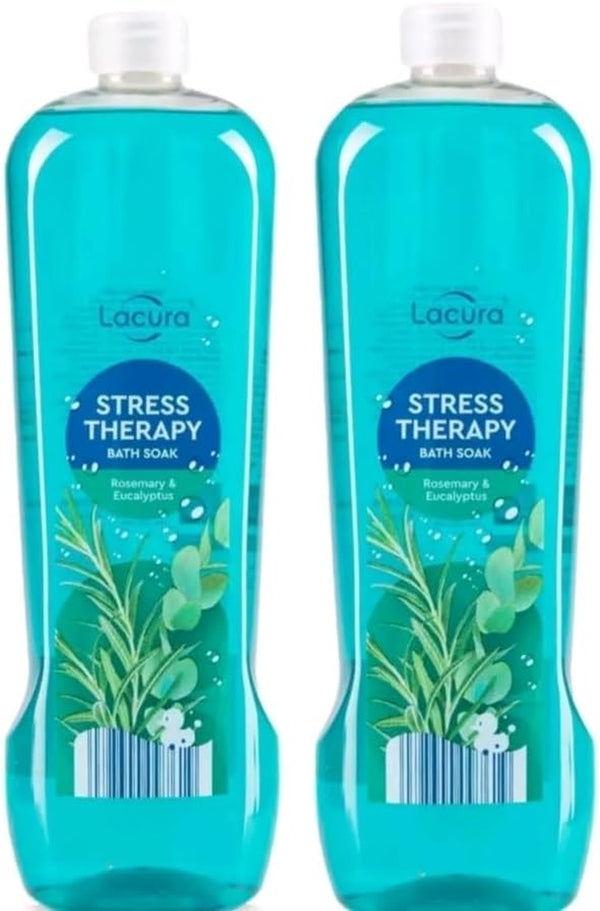 Stress Therapy Bath Soak with Rosemary and Eucalyptus, Aromatherapy Relaxation, 750Ml Bottles, 2 Pack
