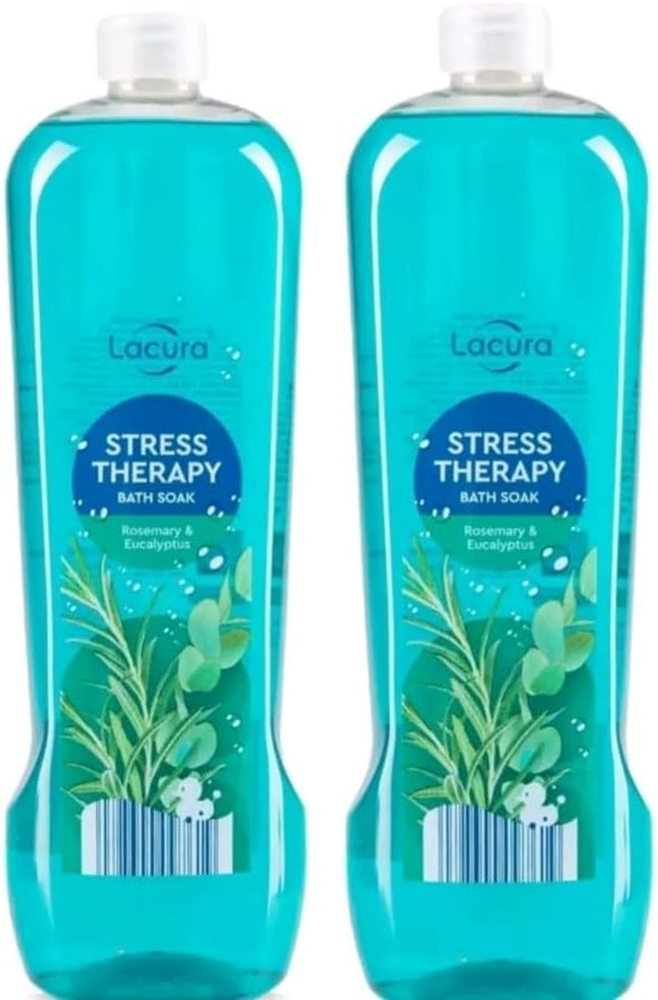 Stress Therapy Bath Soak with Rosemary and Eucalyptus, Aromatherapy Relaxation, 750Ml Bottles, 2 Pack