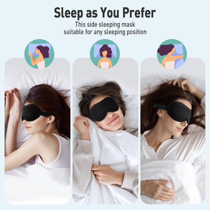 Upgraded Sleep Mask, Perfect Sleeping Mask for Side Sleepers, 3D Ultra Soft Comfortable Eye Masks for Sleeping Women Men Kids with Adjustable Strap, Blindfold for Travel/Sleep/Nap, Black