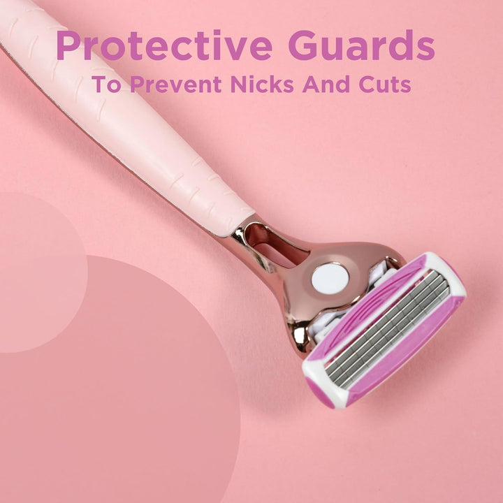 - Quattro for Women | Premium Metal Rose Gold | Razor Handle + 4 Blade Refills