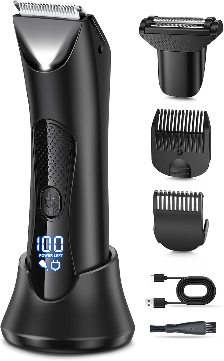 Manscape Body Trimmer Men 3 in 1, Pubic & Ball Trimmer Man IPX7 Waterproof, Rechargeable Body Shavers for Men with 2 Combs, Painless Nose Hairs Trimmer for Man,Wet & Dry