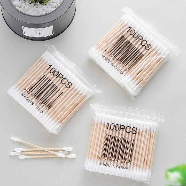600 Pk Bamboo Cotton Buds (6 X 100) by , 100% Biodegradable Cotton Swab with Wooden Handles for Cleaning Ear, Makeup,Keyboard,Wound Etc