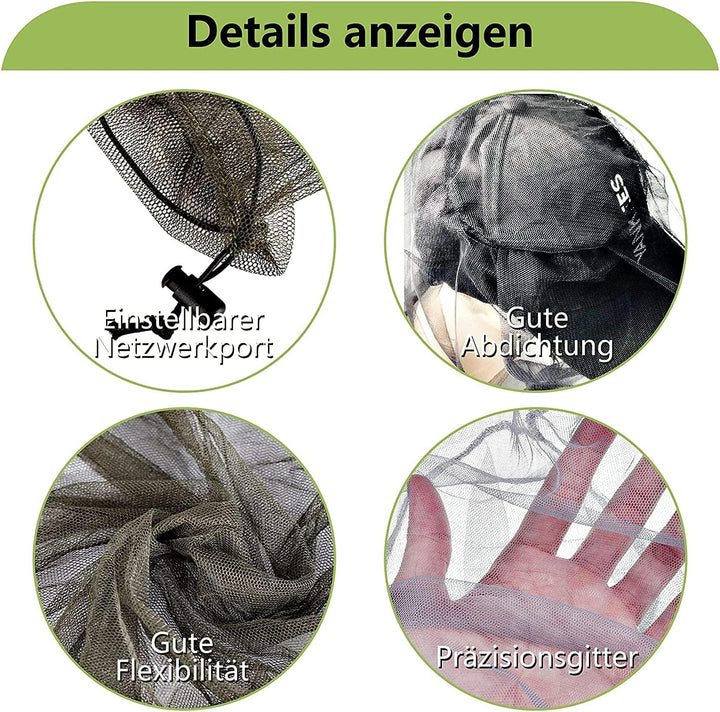 2 Pieces Mosquito Head Net, Nylon Face Net Mesh,Mesh Bug Net for Outdoor Hiking Camping Climbing Fishing and Walking (Dark Black)