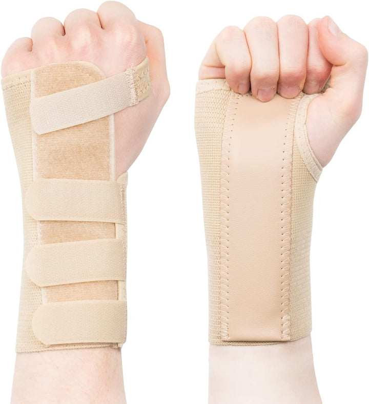 Tri-Weave Wrist Support Splint Brace - Relieves Pain from Carpal Tunnel, Fractures, Sprains and Joint Pain (Beige, Large Right)