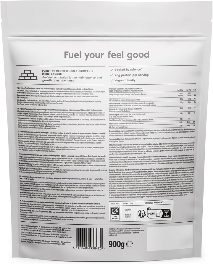 Plant Based Protein Powder, Vanilla Ice Cream, 900G