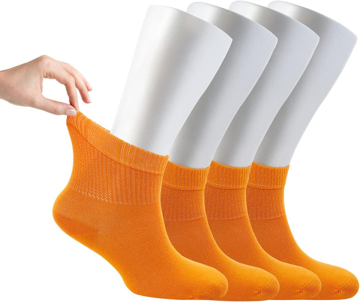 ® Women Loose Diabetic Socks | 4-Pack Neuropathy Ankle Socks for Ladies | Super Soft Eco-Friendly Bamboo Material | Durable with Seamless Toe | Multicolour Patterns | 4 Seasons