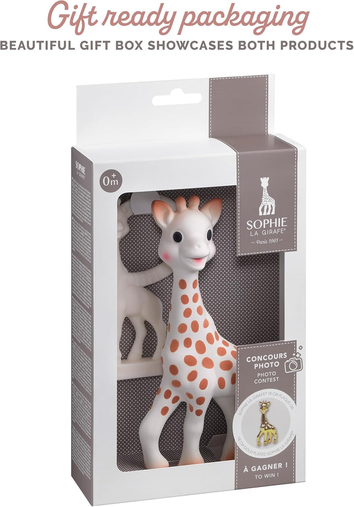 Sophie La Giraffe Baby Competition Award Set Original Baby Teething Toy with Vanilla Teether, 100% Natural Rubber Easy to Grip Teether, Suitable for Newborn Babies with Gift Box