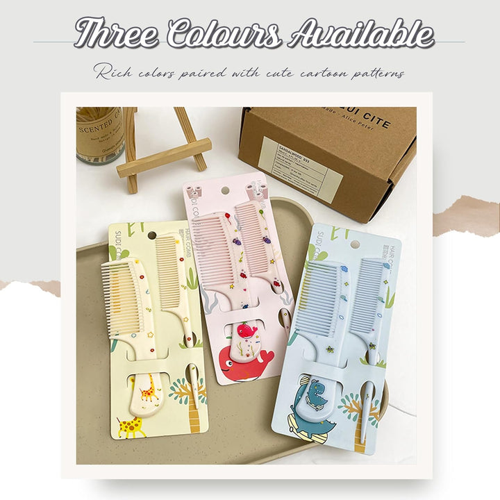 4 Pcs Girls Boys Hair Brush and Comb Set, Cute Styling Childrens Comb Hairbrushes Hairdressing Rat Tail Brush for Toddler Child'S Hair