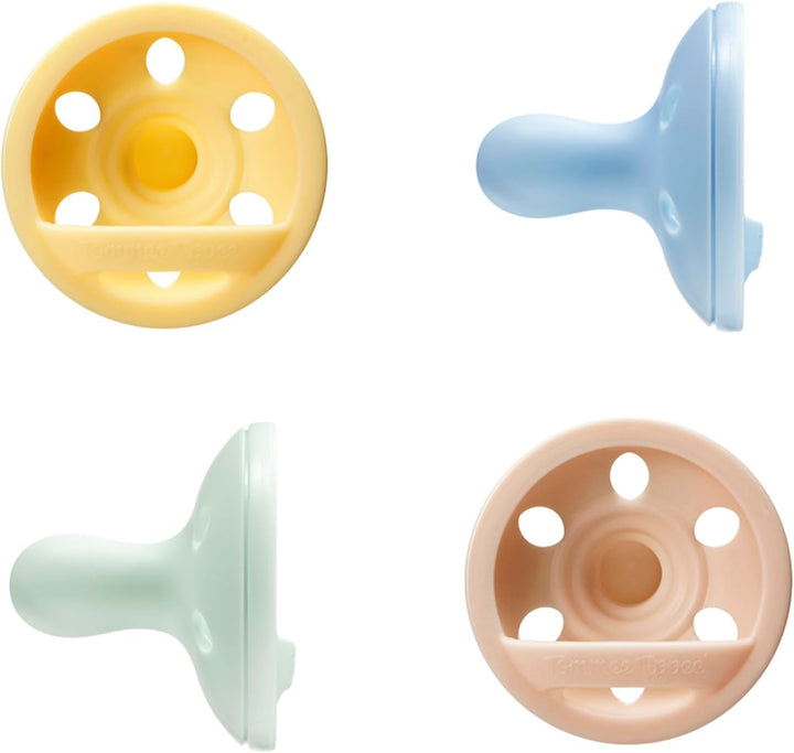Breast-Like Dummy, 0-6M, 4-Pack, Lightweight, One-Piece Silicone Soother, Symmetrical Teat
