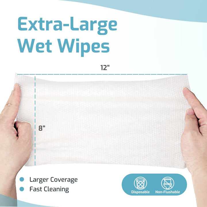 Trustplus Wet Wipes for Adult, Extra Thick 20 X 30 Cm Body Cleaning Wipes with Aloe for Incontinence & Cleansing, Fresh Scent, 50 Count
