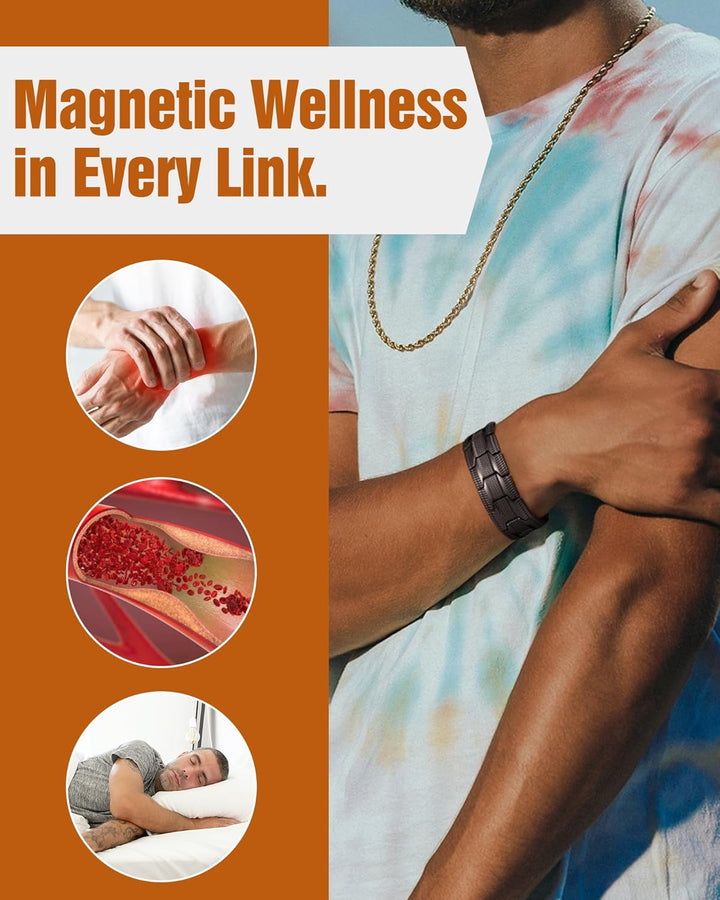 99% Copper Bracelet for Men, Magnetic Bracelet with 57Pcs Ultra Strength Magnets. Adjustable Wristband with Removal Tool&Jewelry Gift Box