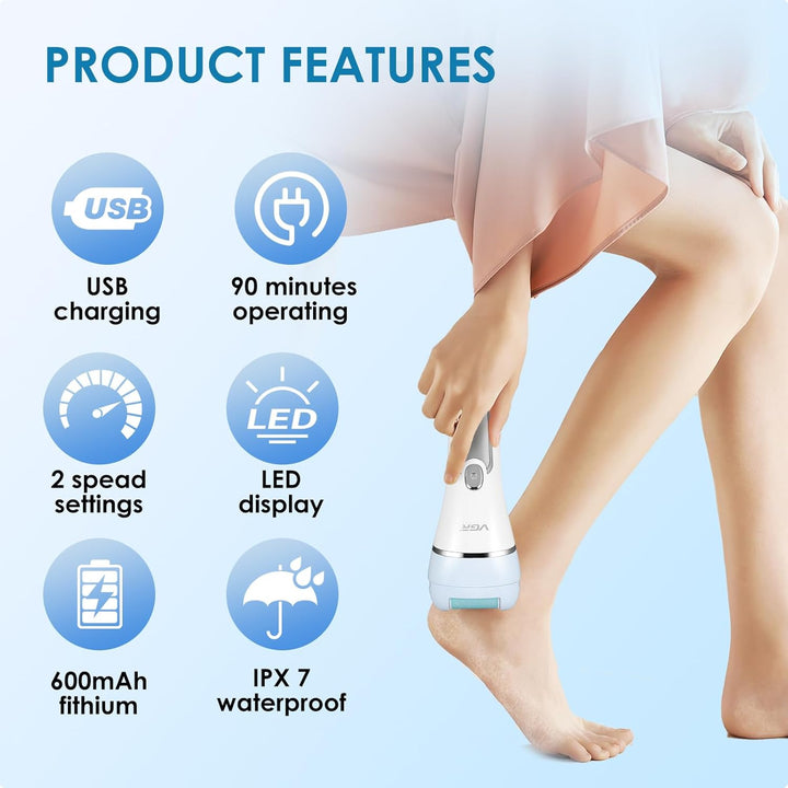 Epilator for Women, 6 in 1 Hair Removal with LED Light, 2 Speeds, Rechargeable & Cordless Razor, Wet and Dry Shaver, Exfoliator, IPX7 Waterproof Electric Hair Remover for Face Legs Arms Armpit Bikini