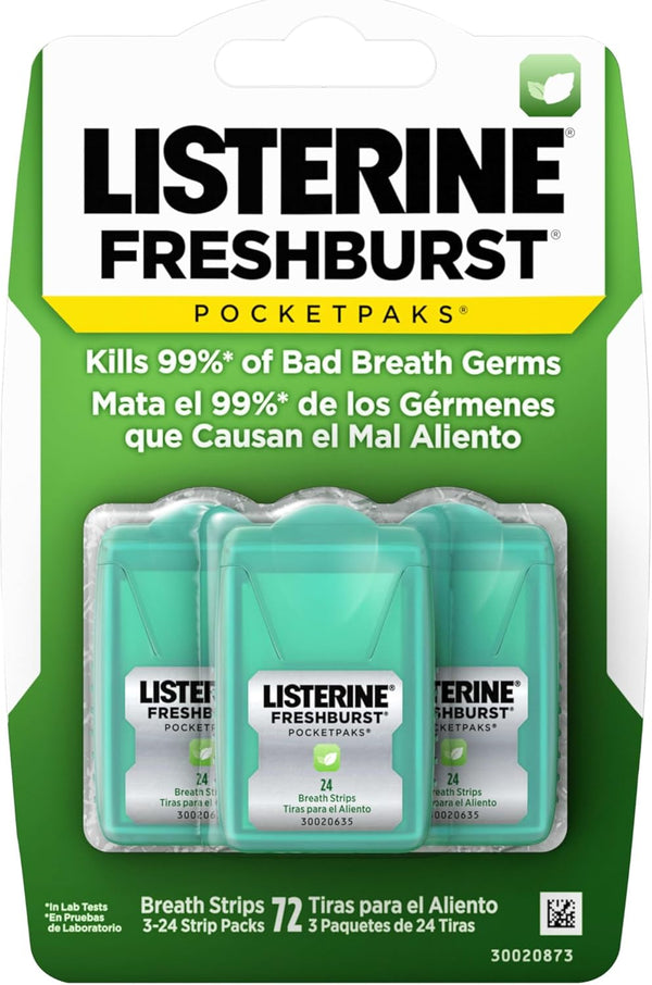 Freshburst Pocketpaks Breath, Dissolving Breath Freshener Kill 99% of Germs That Cause Bad Breath, Portable for On-The-Go, Minty Flavor, 72-Strips (Pack of 1)