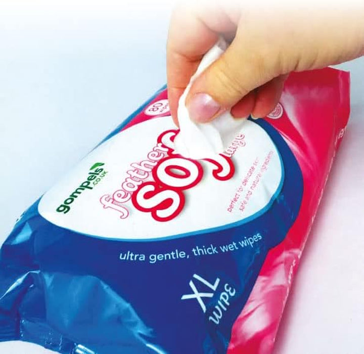 Extra Large Feather Soft Body Cleansing Wet Wipes for Adults - 30X20Cms (80Pk) - Ultra Gentle, Thick XL Wet Wipes - Kind to Skin with Aloe Vera and Vitamin E