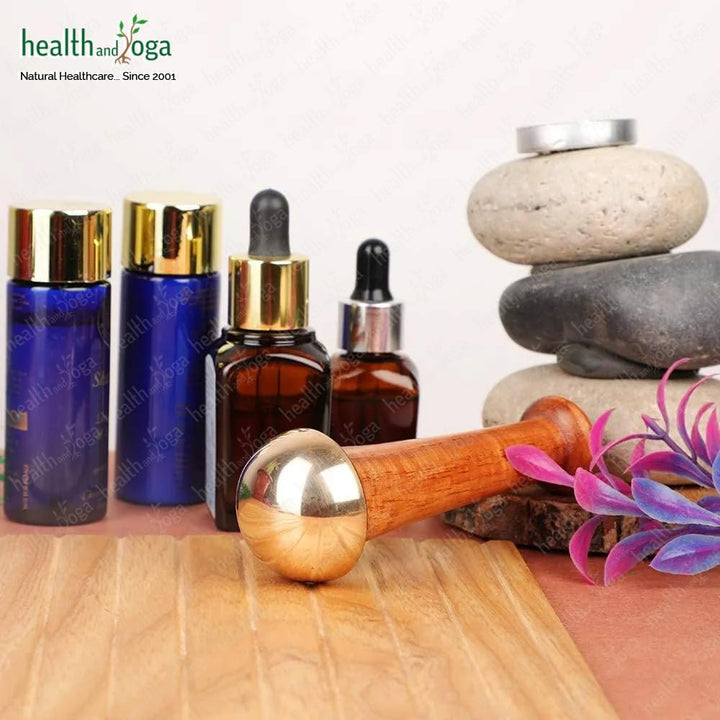 Healthandyoga Bronzlift Kansa Face Massager and Kumkumadi Face Oil Trial Vial - Kansa Wand Ayurveda Benefits of Bronze - Skin Lustre (Single Dome)