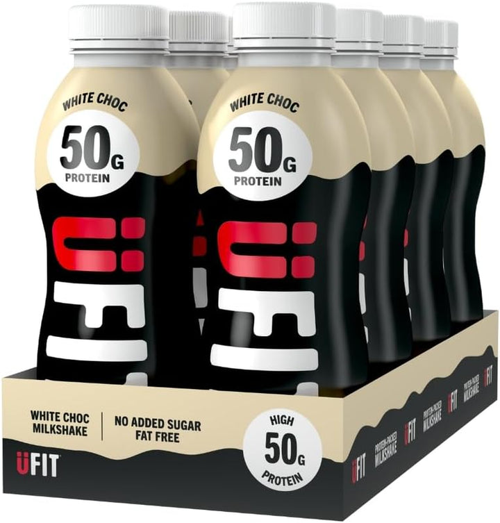 High 50G Protein Shake - White Chocolate Flavour - No Added Sugar - Low in Fat - Ready to Drink - Pack of 8 X 500Ml (Packaging May Vary)