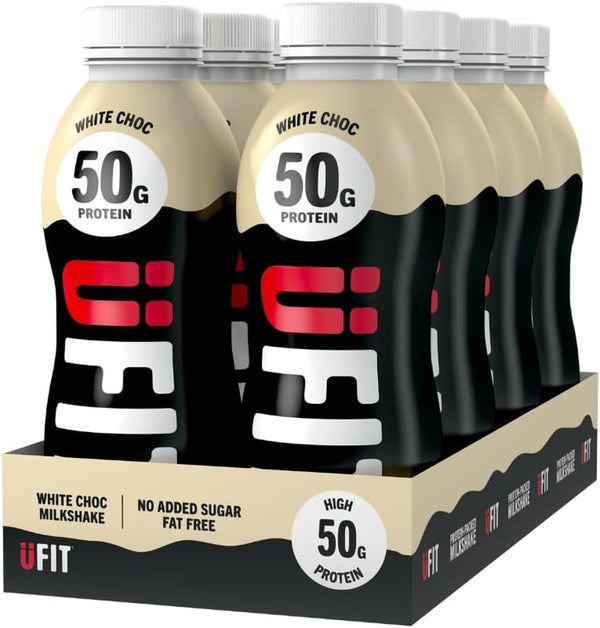 High 50G Protein Shake - White Chocolate Flavour - No Added Sugar - Low in Fat - Ready to Drink - Pack of 8 X 500Ml (Packaging May Vary)