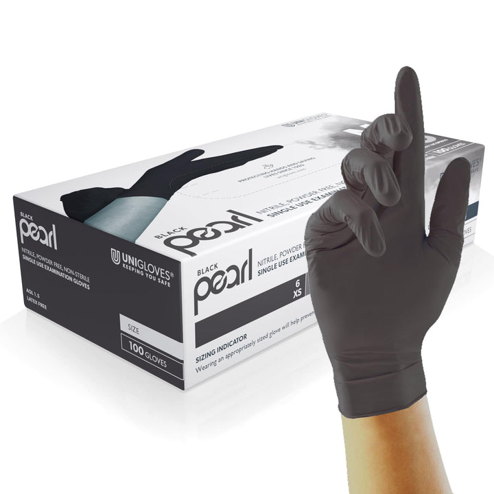 White Pearl Nitrile Examination Gloves - Multipurpose, Powder Free and Latex Free Disposable Gloves - Box of 100 Gloves, White, Medium (GP0023)
