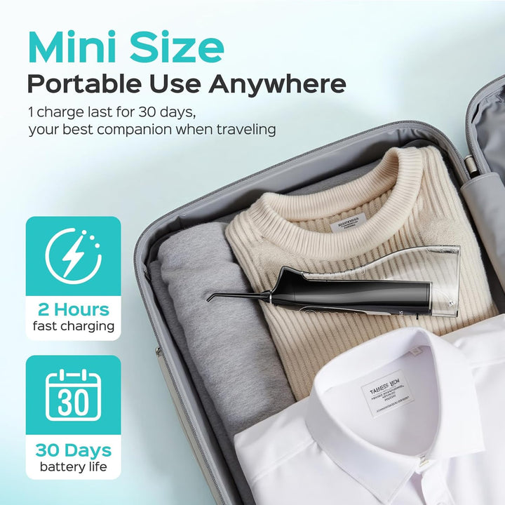 Water Dental Flosser for Teeth Cordless: 2025 Upgraded Portable Oral Irrigator 300ML 5 Jet Tips Rechargeable Tooth Flosser Teeth Braces Pick IPX7 Waterproof Irrigation Cleaner for Travel Home