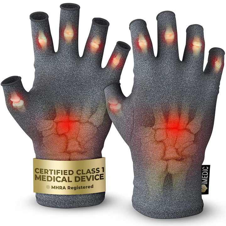 Arthritis Gloves for Men & Women - Class 1 Medical Device - MHRA Registered – Medium Fingerless Compression Gloves for Everyday Use – Relieve Arthritis Pain & Improve Mobility - Black