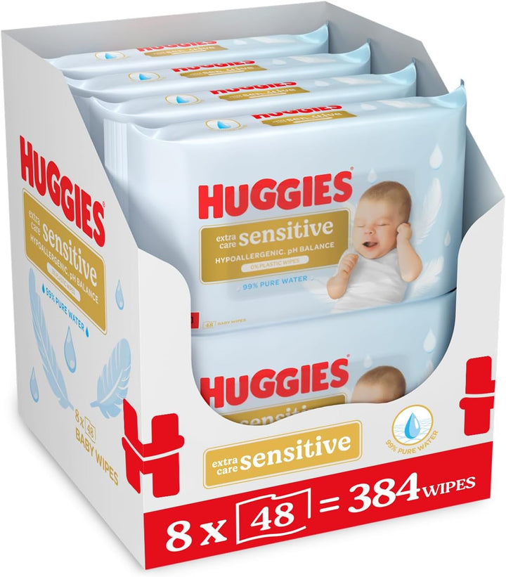 Natural Care Baby Wipes – Plastic Free Wet Wipes with Aloe Vera & Vitamin E, Hypoallergenic, Comfort and Soothe Baby'S Delicate Skin Leaving a Fresher Feeling– Single Pack (48 Wipes)