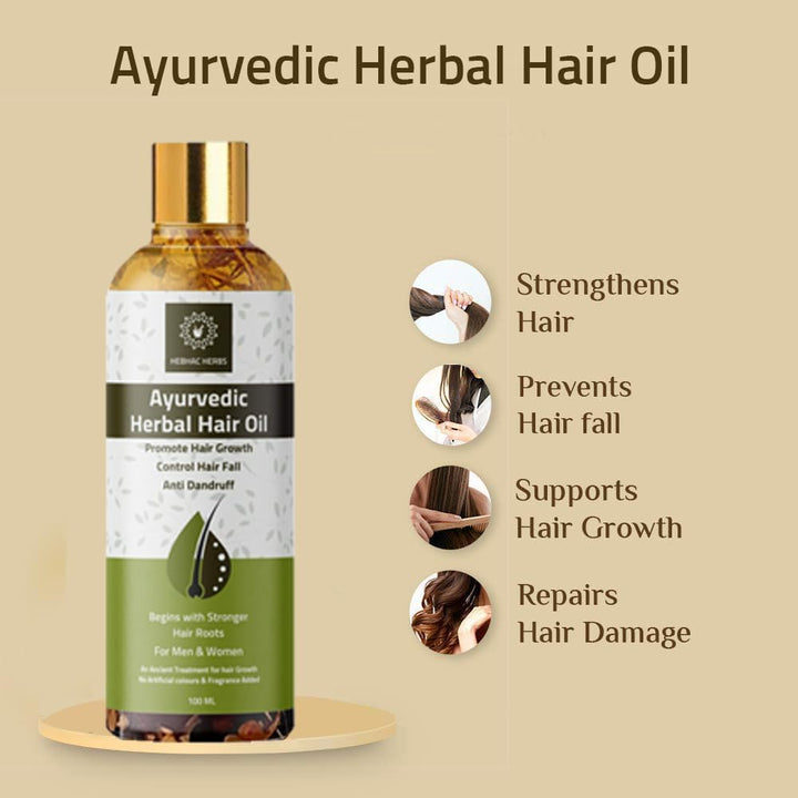 Ayurvedic Herbal Hair Oil Made with 21 Ayurvedic Herbs, Multipurpose Dandruff, Hair Fall (100Ml) Traditional Herbal Hair Oil for Men and Women | 100% Natural Indian Herbs