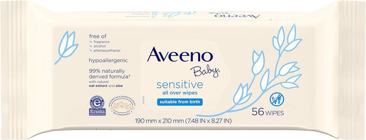 Baby  Baby Sensitive All over Wipes, Hypoallergenic & Fragrance-Free, 6 Pack of 56 Ct, 336Count