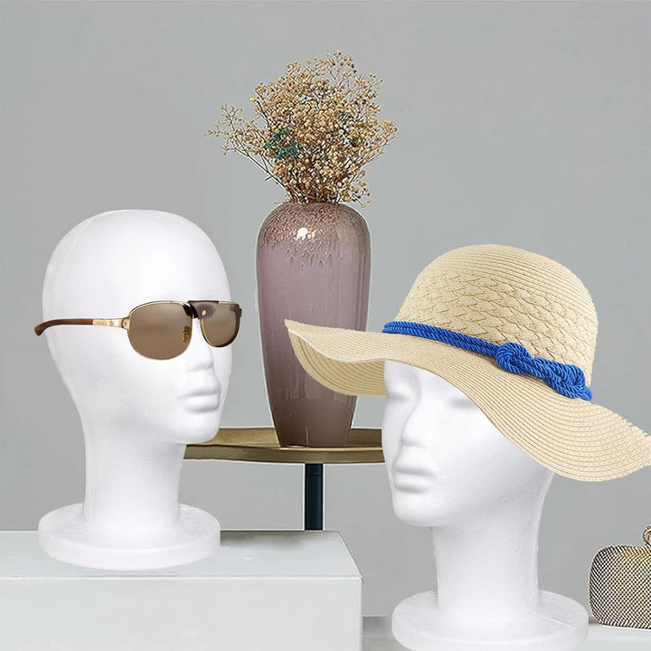 1 PCS Foam Wig Head White Female Styrofoam Mannequin Hairpieces Stand Holder Cosmetics Model Head Wig Display for Style,Model, Hats, Masks, DIY ,Arts,Hairpieces, Salon and Travel (#Bai)