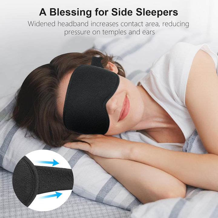 100% Blackout Sleep Masks for Women & Men - Zero Pressure Sleeping Eye Mask- Ergonomic Design 3D Cutout Eye Movement Friendly, Ultra Soft & Comfortable for Nap/Travel