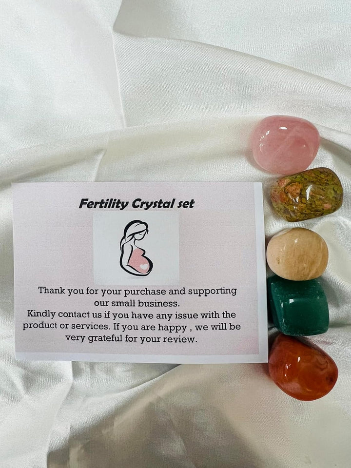Crystal Set for Fertility & Pregnancy –Natural Healing Stones for Women Crystals & Palm Stones – Reiki Chakra Balancing Kit for Conception, Emotional Healing, Meditation & Positive Energy Gift for Mum