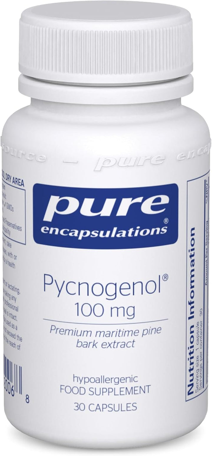 Pycnogenol 100Mg - Premium Maritime Pine Bark Extract Supplement - 30 Vegetarian Capsules