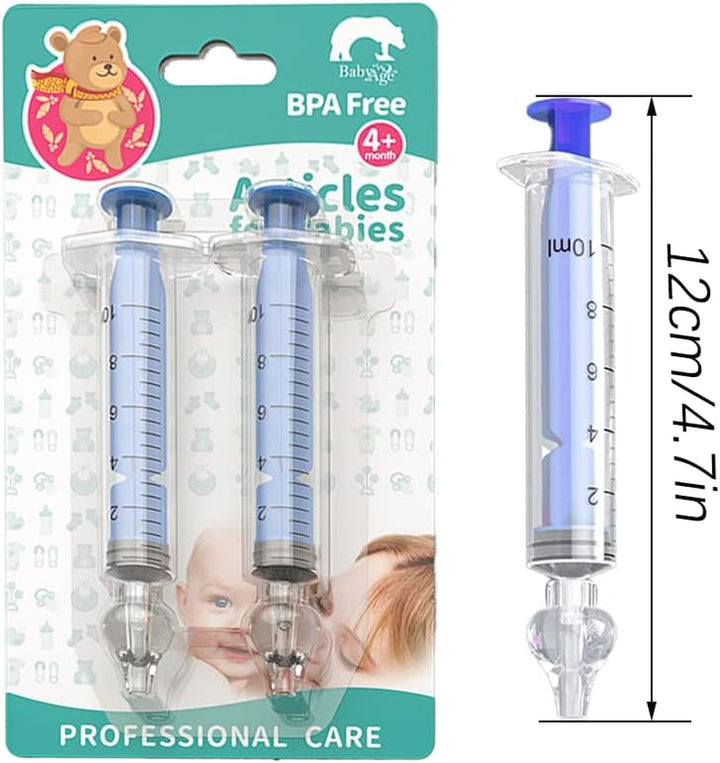 2Pcs Baby Nasal Aspirator, 10Ml Nasal Irrigator, Reusable Silicone Nasal Suction Tip, Nasal Irrigator for Baby, Nose Cleaner Rinsing Device, Safe and Comfortable