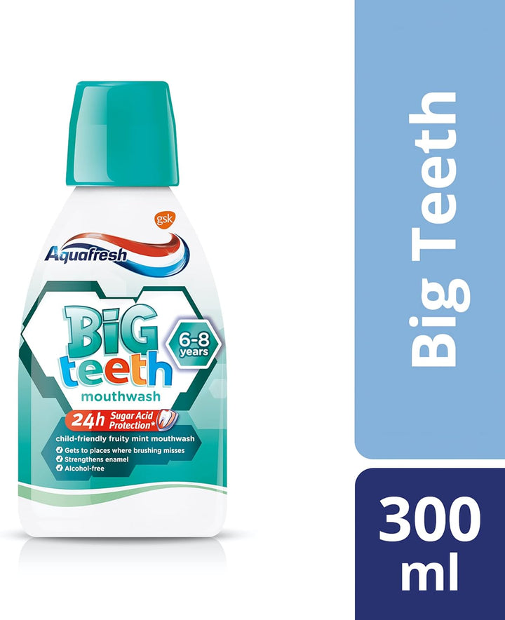 Kids Mouthwash Big Teeth Child Friendly Fresh Mint Flavour 6-8 Years 300 Ml