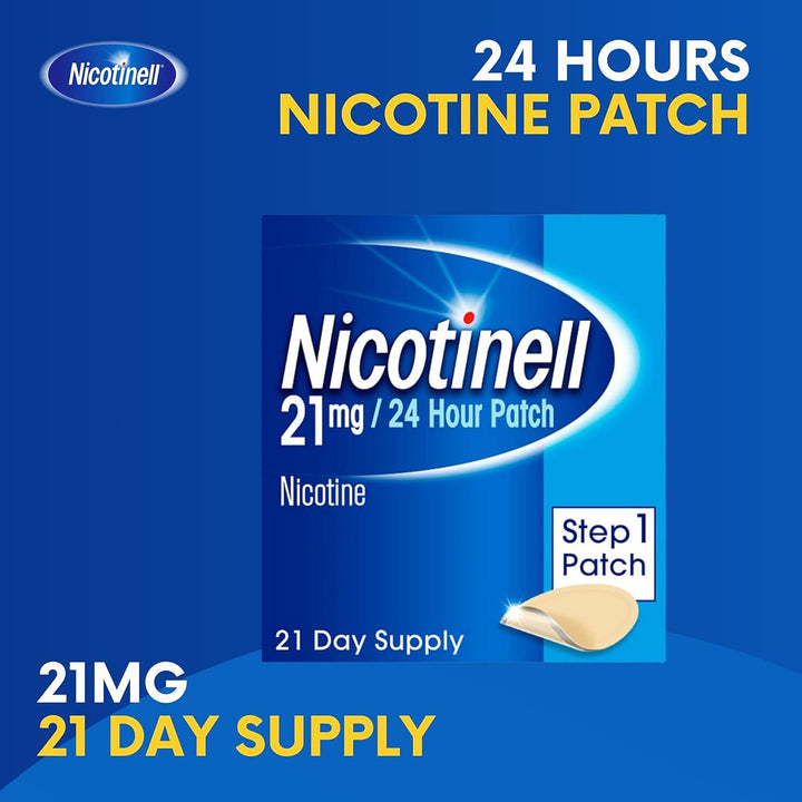 Nicotine 21Mg 21Patches, Nicotine Patches, Stop Smoking Aid, 24H Craving Control, Step 1 for Heavy Smokers, Quit Smoking Aid