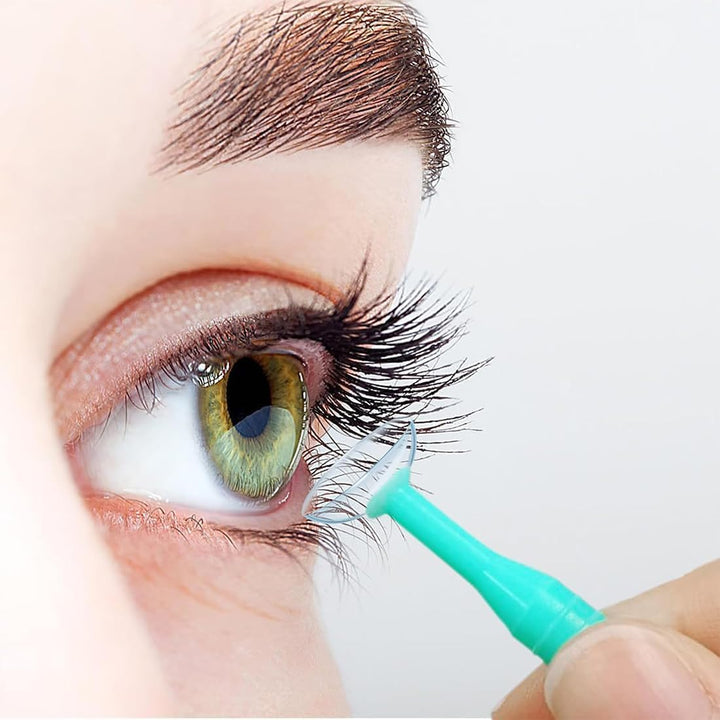 Contact Lens Applicator,4 Pieces Silicone Contact Lens Inserter,Contact Lens Remover Set,Contact Lens Remover Tool with Storage Cases for Home Travel Outdoor Activities(Green)