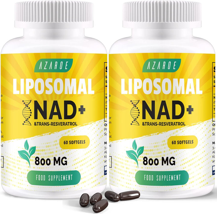 Liposomal NAD+ & Trans-Resveratrol 800Mg Softgels, High Absorption, Actual NAD+ Supplement for Cellular Repair, 60 Softgels (60 Count (Pack of 1))