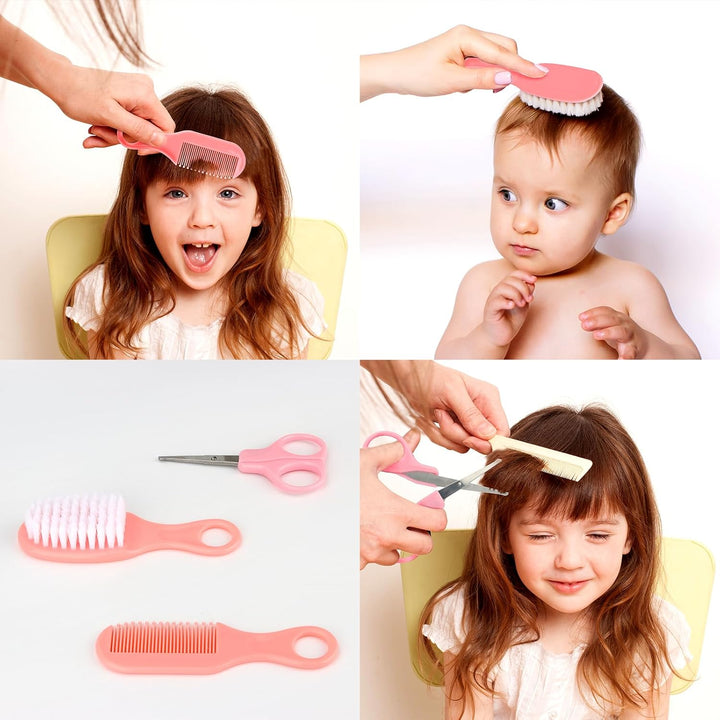 Baby Healthcare and Grooming Kit, 26 in 1 Portable Baby Safety Care Set with Hair Brush Comb Nasal Aspirator Electric Nail Trimmer Set Baby Essentials Kit for Newborn Boys Girls (Pink)