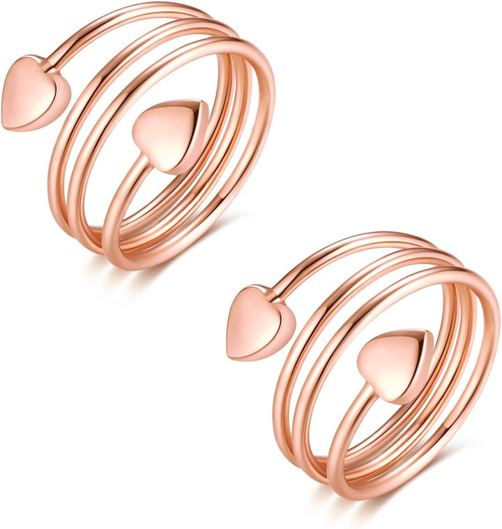 2PCS Copper Magnetic Rings for Women & Men with Strong Ultra Strength Magnets 99.99% Solid Pure Copper Adjustable with Gift Box