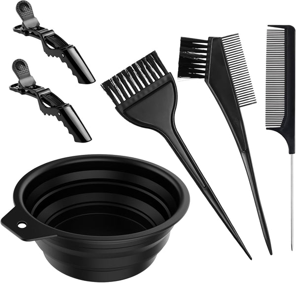 6PCS Hair Dye Kit, Colouring Tint Tool Brush Kit and Bleach Mixing Bowl Comb and Bowl Set Kit Diy Salon Professional Hairdressing & Highlighting Kit for Men Women (6PCS)