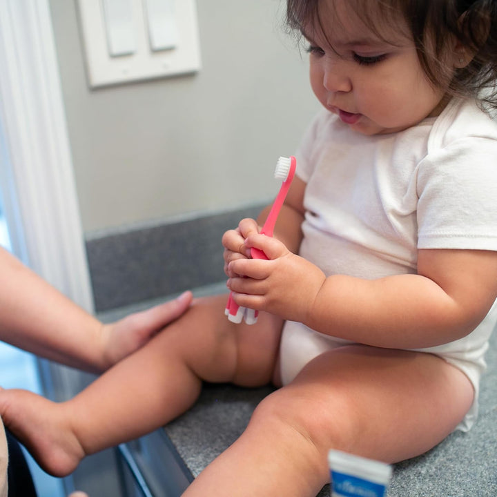 Natural Flow Infant Toothbrush, Toothpaste Combo Pack, Pink