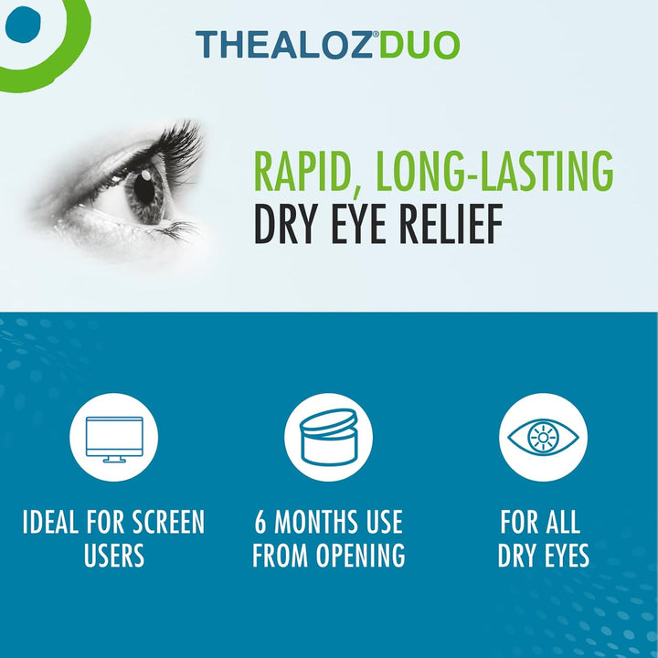 Thealoz Duo Eye Drops | Preservative-Free | Rapid Relief for Dry, Tired, Sore Eyes | Contact Lens Friendly | 3 PACK |10Ml (900 Drops)