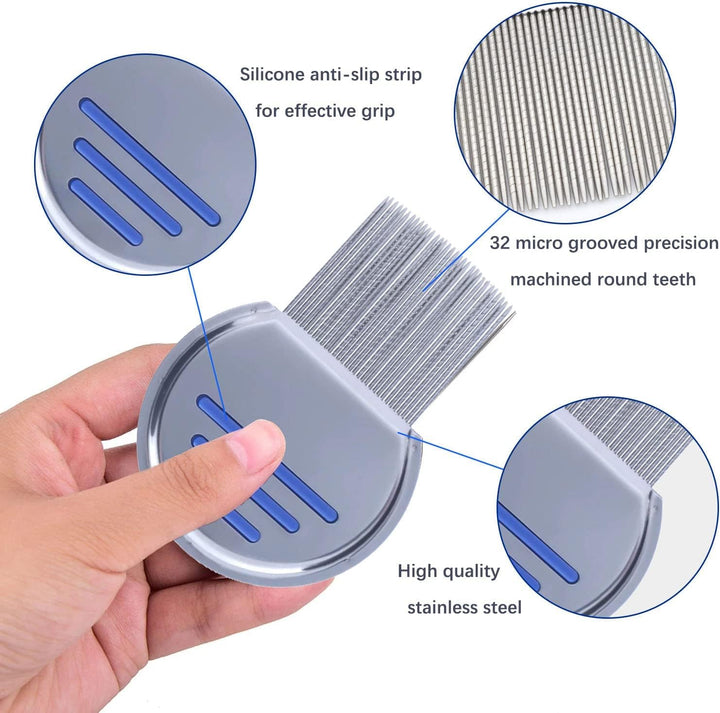 6Pcs Lice Comb,Double Sided Nit Comb for Head Lice Treatment[Including Long Thick Hair], Nit Free Comb for Kids Pets and Adults
