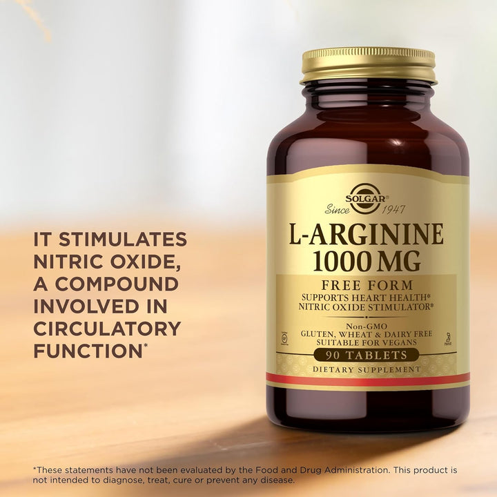 L-Arginine 1000Mg Tablets - Pack of 90 - for a Healthy Metabolism - Ideal for Athletes - Vegan and Gluten Free, Gold