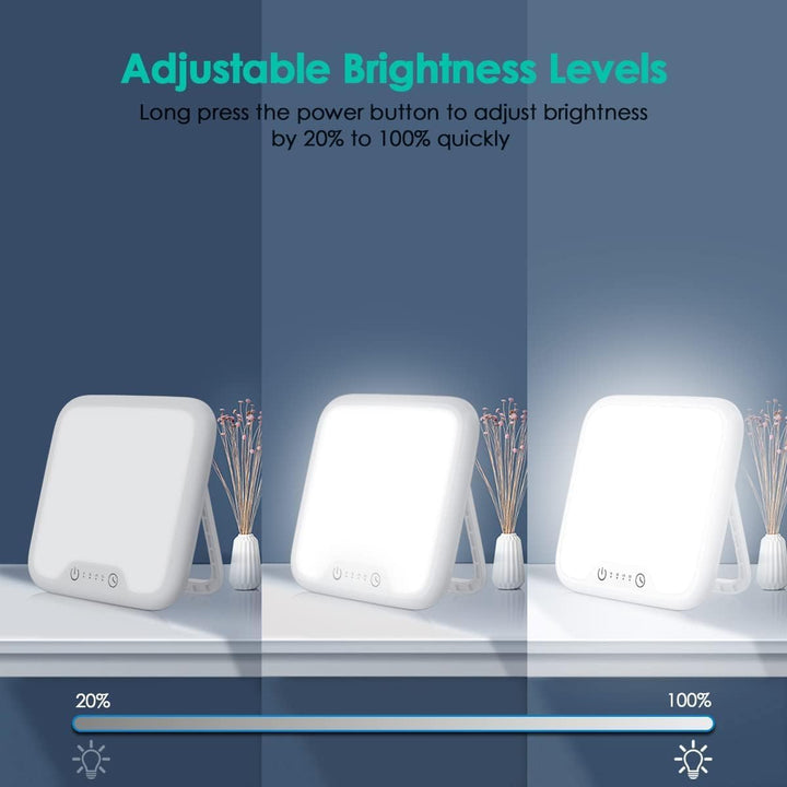 SAD Lamp 10,000 Lux, Daylight Lamp with Memory Function & 4 Timer Settings, Stepless Brightness, Portable UV Free Therapy Lights Lamp Sun for Home/Office