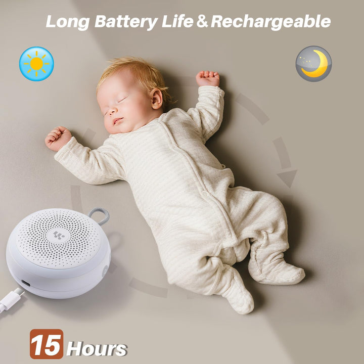 White Noise Machine Portable Sound Machine for Baby Adult Features Powerful Battery, 20 Soothing Sound, Noise Canceling for Sleeping, Sound Therapy for Office Home, Travel, Registry Gift