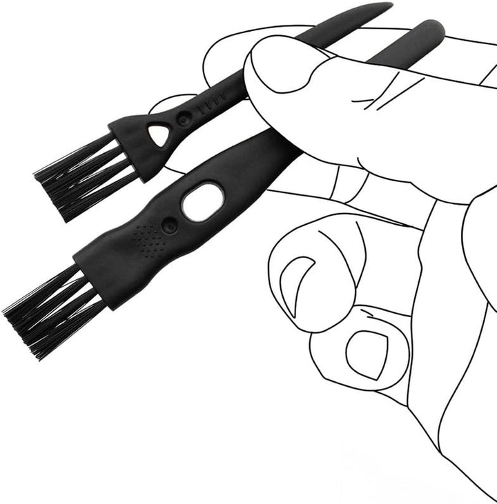 Electric Shaver Cleaning Brushes Razor Cleaner Set Nylon Bristles PP Handle - Set of 8 (Black)